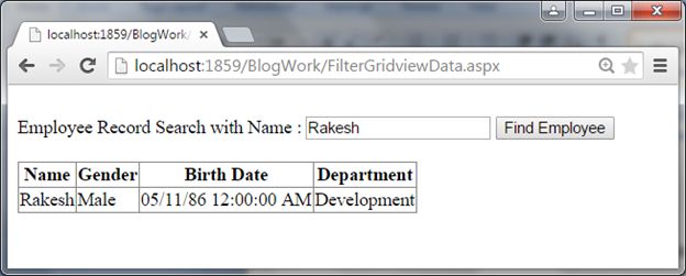 search name using textbox